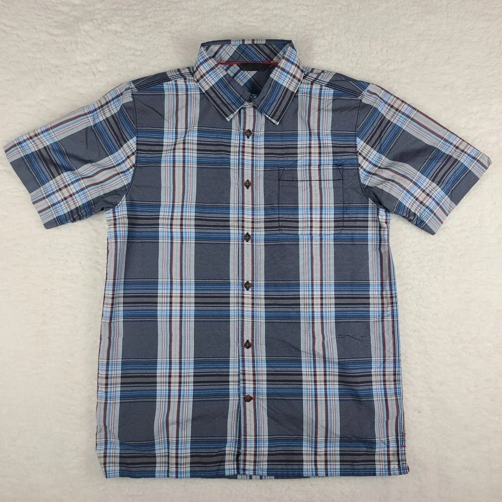 The North Face Shirt Mens Small Blue‎ Plaid Casual Outdoor Performance Button Up